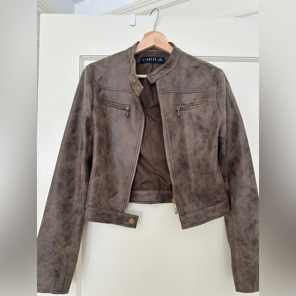 Lioness Brown Leather Moto Jacket